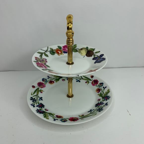 Porcelaine de Paris Tiered Flower Trimmed Porcelain Serving Plate - Picture 3 of 9